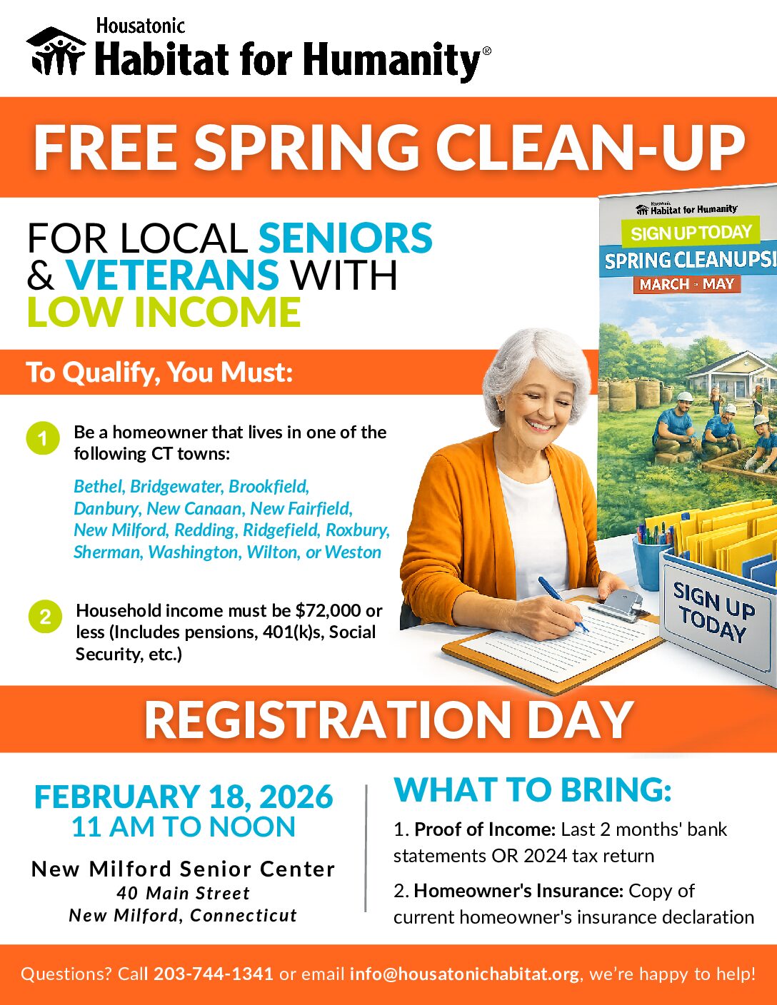 AIP Spring Cleanup Flyers Registration Day New Milford Senior Center